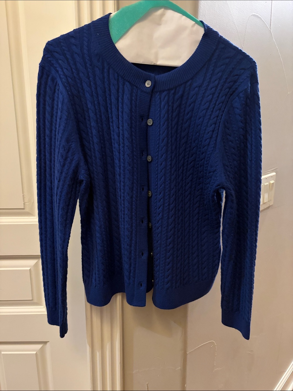 J. Crew Royal Blue Cable Knit Button-Front Cardigan